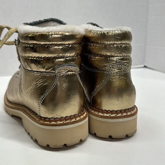 Montelliana 1965 Marlena Hiking Boots Shearling Lined Leather Metallic Gold 38 8 - Picture 6 of 13